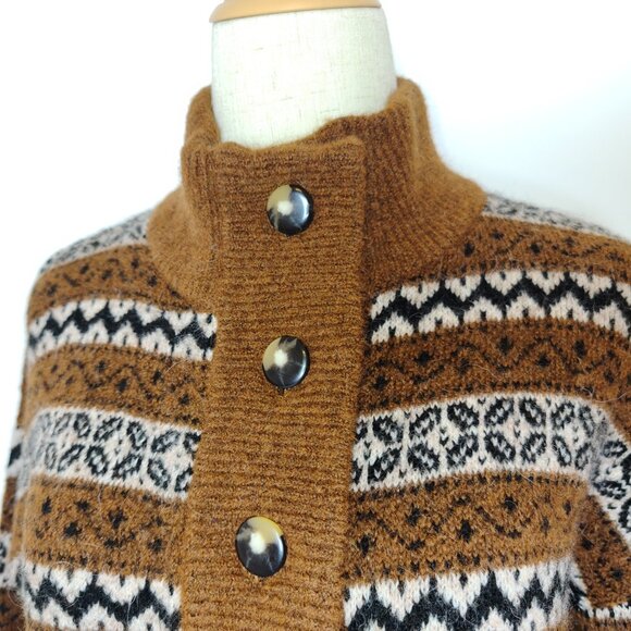 Sézane Thais Jacket Brown Jacquard Kid mohair - Picture 8 of 15